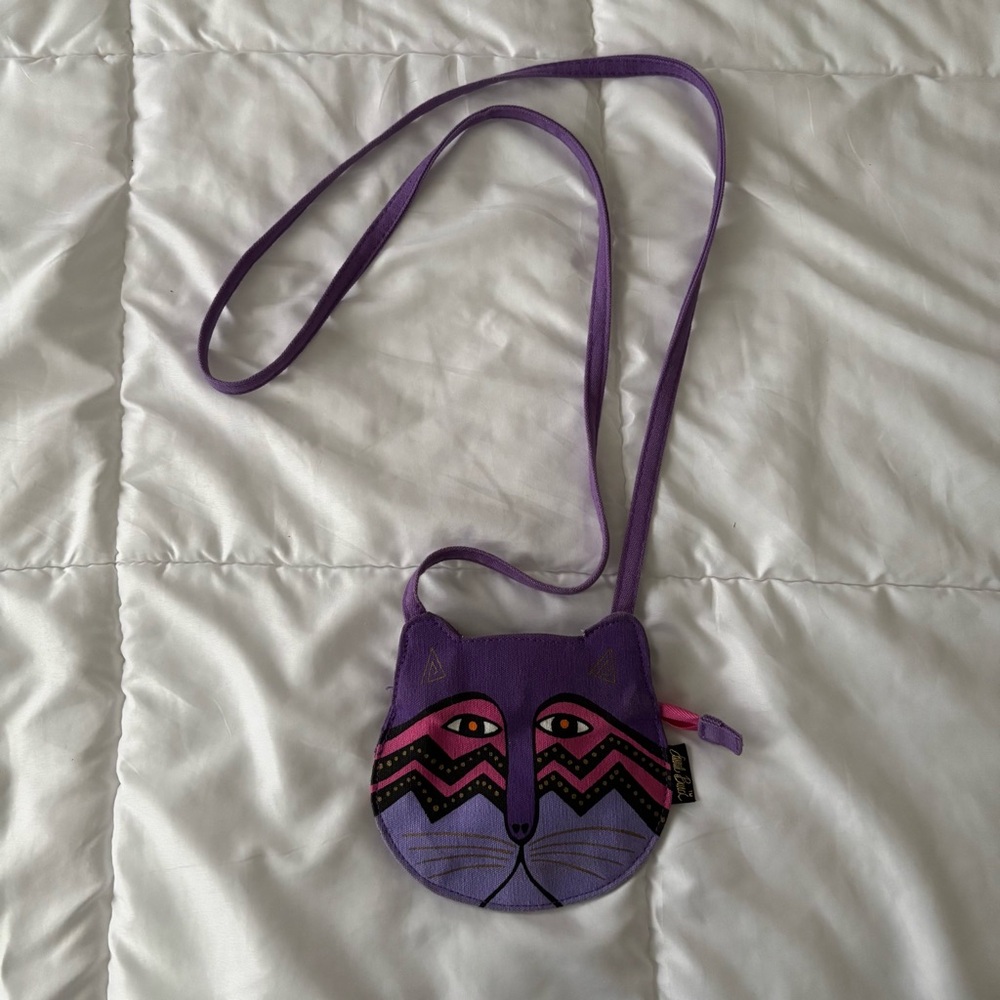 Laurel Burch Purple and Pink Cat Face Bag - Picture 1 of 7